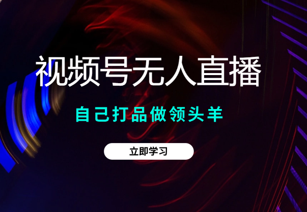视频号无人直播玩法详细教程，自己打品，做领头羊-学途在线