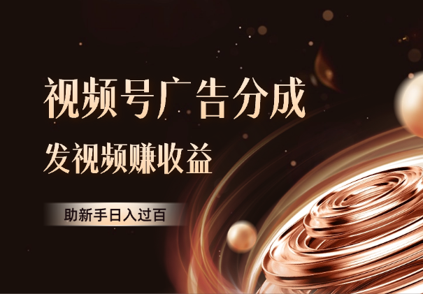 视频号广告分成：发视频赚收益，助新手日入过百-学途在线