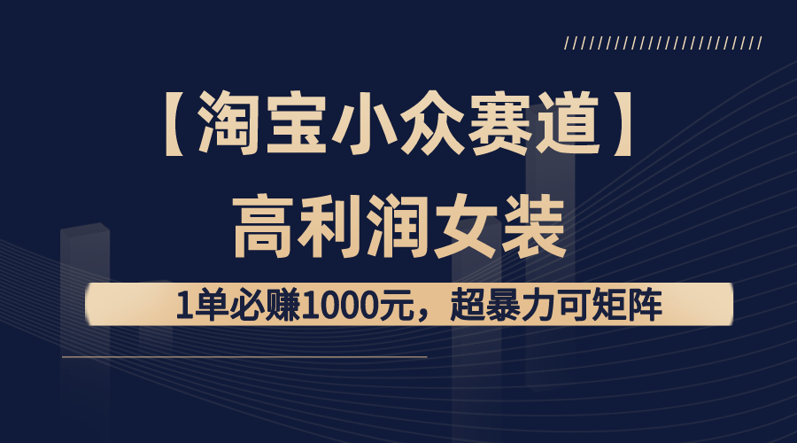 淘宝小众赛道高利润女装：1单必赚1000元，超暴力可矩阵-学途在线