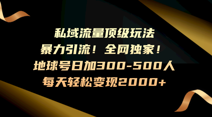 暴力引流，全网独家，地球号日加300-500人，私域流量顶级玩法，每天轻松变现2000+-学途在线