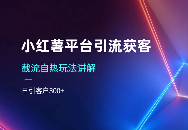 小红薯平台引流获客截流自热玩法讲解，日引客户300+-学途在线
