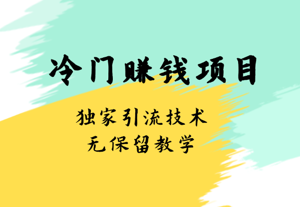 冷门赚钱项目无保留教学！独家引流技术-学途在线