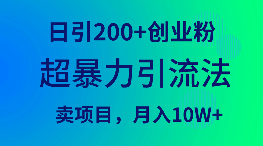 超暴力引流法，日引200+创业粉，卖项目月入10W+-学途在线