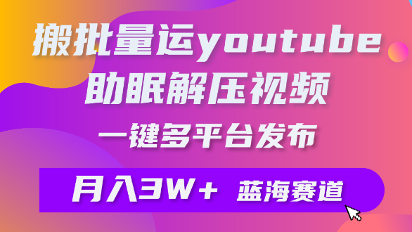 批量搬运YouTube解压助眠视频 一键多平台发布 月入2W+-学途在线