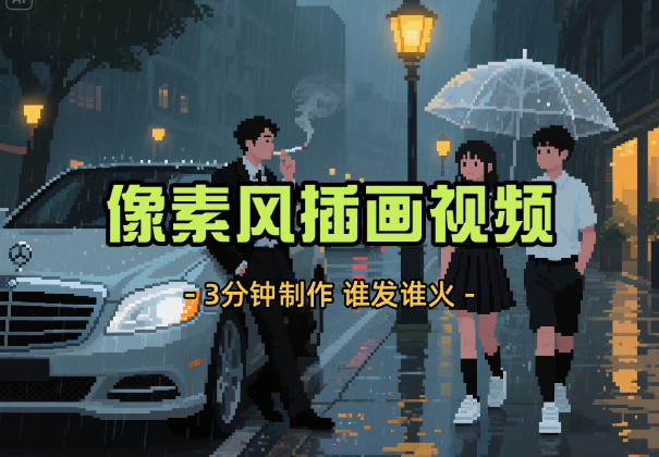 3分钟做出孤独感拉满的像素风插画视频，谁发谁火系列-学途在线
