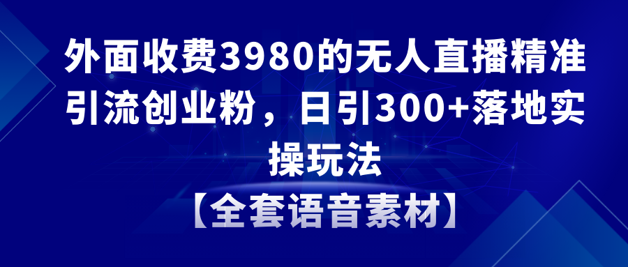 无人直播精准引流创业粉，日引300+落地实操玩法【全套语音素材】-学途在线
