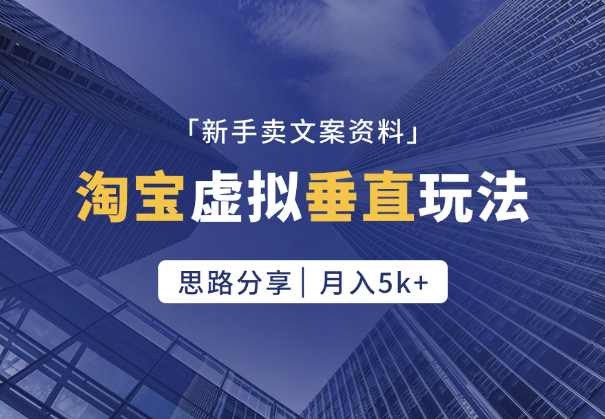 淘宝虚拟项目垂直玩法，新手卖文案资料，月入5k+-学途在线