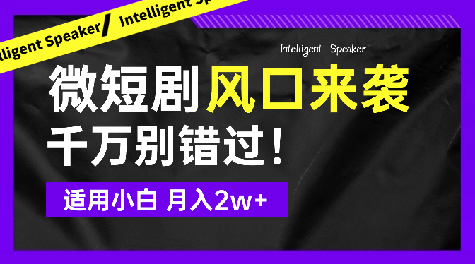 2024下半年微短剧风口来袭，免费教学 适用小白 月入2w+-学途在线