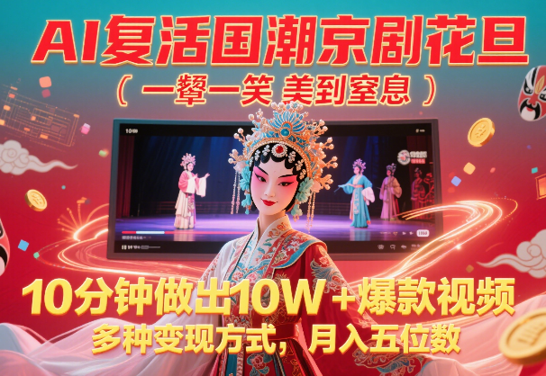 AI复活国潮京剧花旦，一颦一笑美到窒息，10分钟做出爆款视频-学途在线