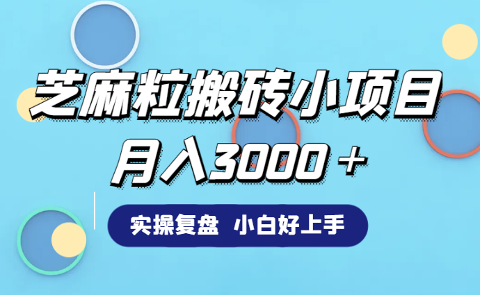 芝麻粒搬砖赚差价小项目实操复盘，月入3000＋，小白好上手拿到反馈【图文】-学途在线