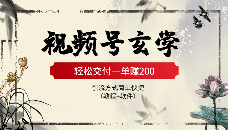 视频号0成本做玄学轻松交付一单赚200引流方式简单快捷（教程+软件）-学途在线