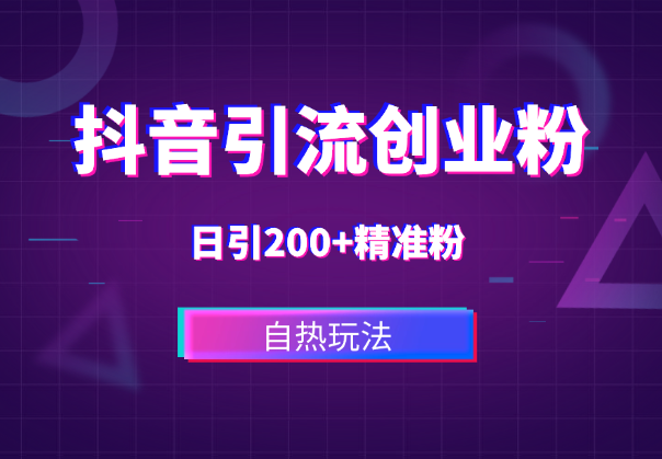 抖音引流创业粉自热玩法日引200+精准粉-学途在线