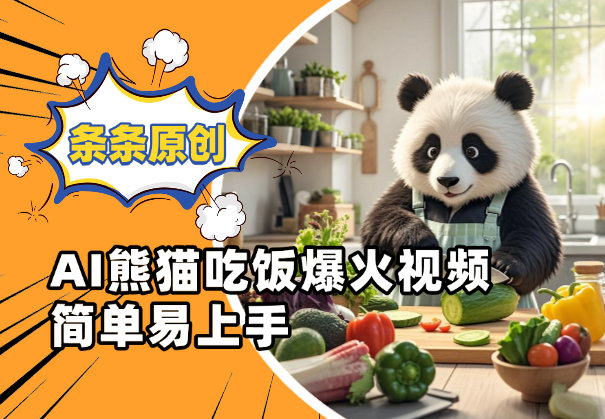AI熊猫吃饭爆火视频 ，条条原创  简单易上手-学途在线