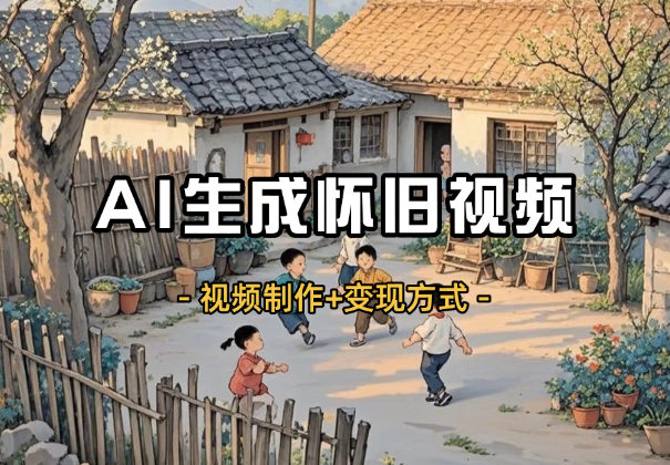 AI生成“怀旧视频”，视频制作+变现方式，详细讲解！-学途在线