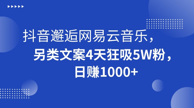 抖音邂逅网易云音乐，另类文案4天狂吸5W粉，日赚1000+-学途在线