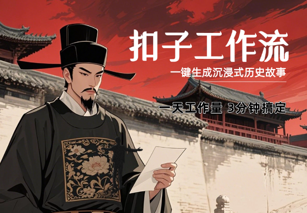 扣子工作流一键生成沉浸式历史故事，一天工作量，3分钟搞定-学途在线