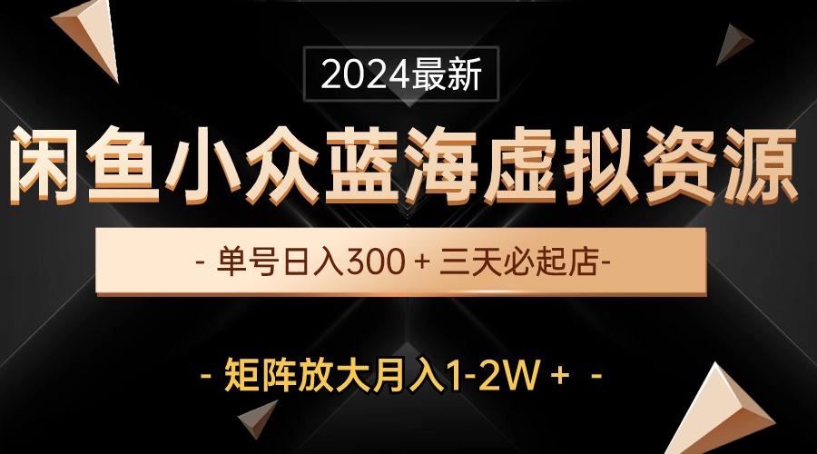 最新闲鱼小众蓝海虚拟资源，单号日入300＋，矩阵放大-学途在线