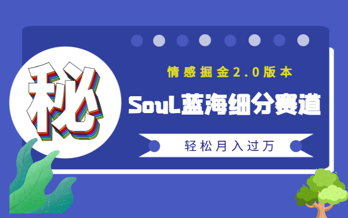 Soul蓝海细分赛道，2.0版本，做情感掘金，轻松月入过万，0基础，0成本-学途在线