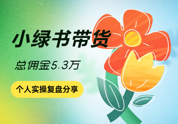 一个人兼职做小绿书带货，佣金5.3万复盘分享-学途在线