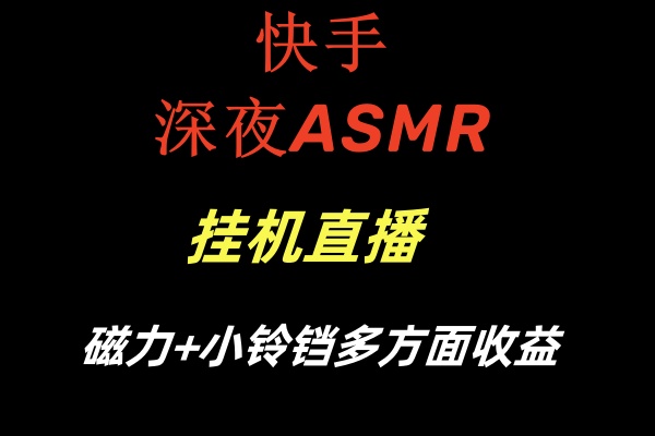 快手深夜ASMR挂机直播磁力+小铃铛多方面收益-学途在线
