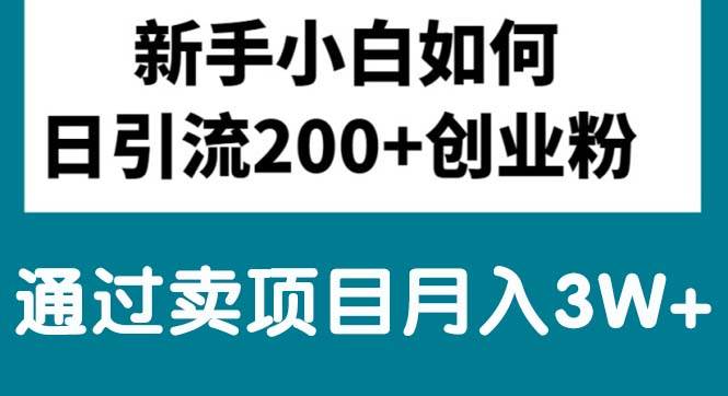 新手小白日引流200+创业粉,通过卖项目月入3W+-学途在线