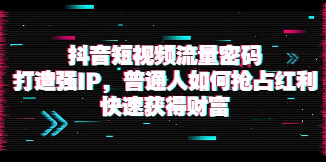 抖音短视频流量密码：打造强IP，普通人如何抢占红利，快速获得财富-学途在线