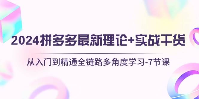 2024拼多多 最新理论+实战干货，从入门到精通全链路多角度学习-7节课-学途在线