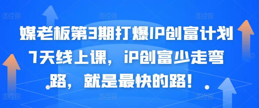 媒老板第3期打爆IP创富计划7天线上课，iP创富少走弯路，就是最快的路！-学途在线