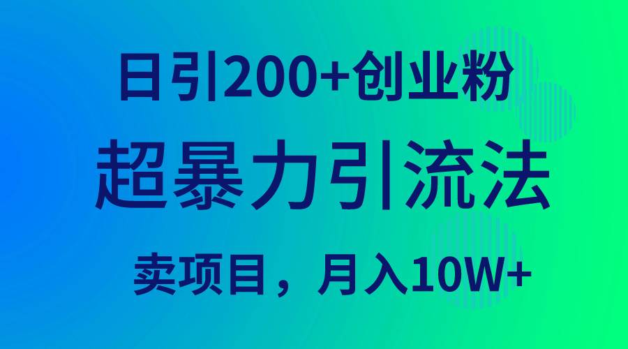 超暴力引流法，日引200+创业粉，卖项目月入10W+-学途在线