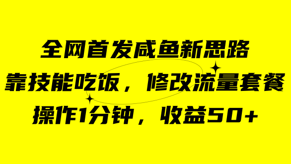 咸鱼冷门新玩法，靠“技能吃饭”，修改流量套餐，操作1分钟，收益50+-学途在线