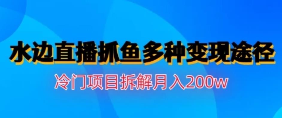 水边直播抓鱼，多种变现途径冷门项目，月入200w拆解【揭秘】-学途在线