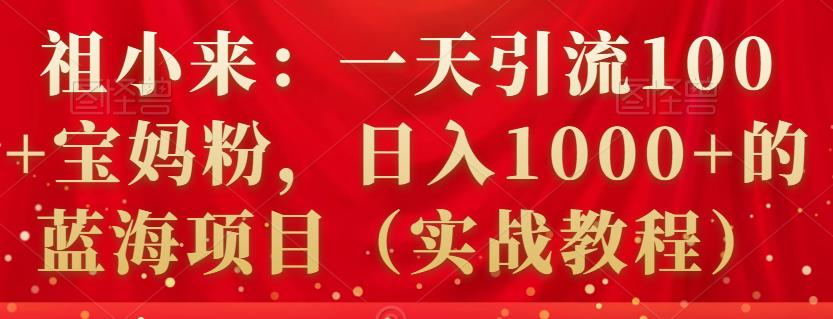 祖小来：一天引流100+宝妈粉，日入1000+的蓝海项目（实战教程）-学途在线