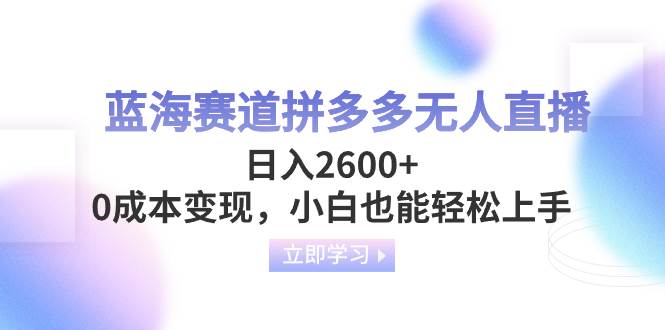蓝海赛道拼多多无人直播，日入2600+，0成本变现，小白也能轻松上手-学途在线