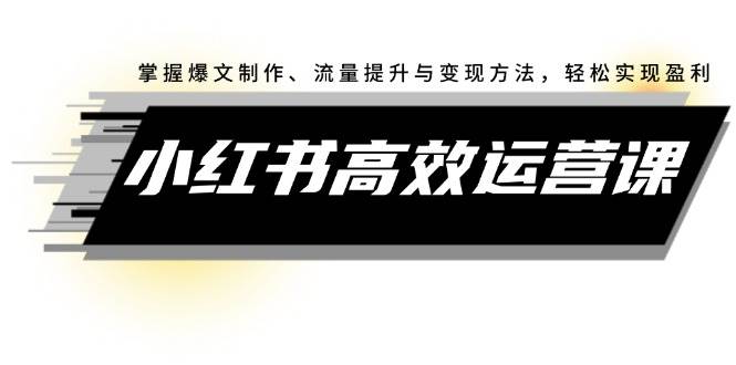 小红书高效运营课：掌握爆文制作、流量提升与变现方法，轻松实现盈利-学途在线