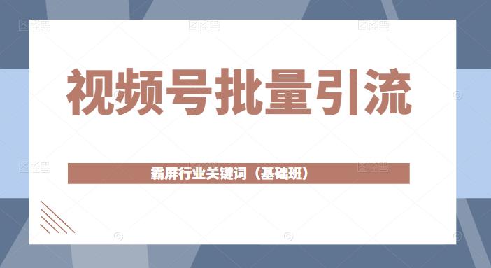 视频号批量引流，霸屏行业关键词（基础班）全面系统讲解视频号玩法【无水印】-学途在线
