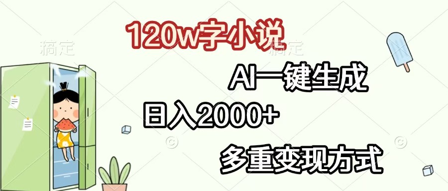 120w字小说，AI一键生成，日入2000+，多重变现方式-学途在线