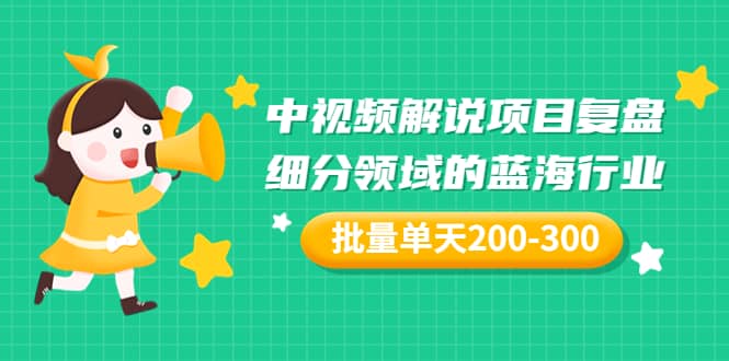 某付费文章：中视频解说项目复盘：细分领域的蓝海行业 批量单天200-300收益-学途在线