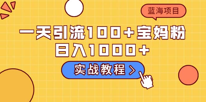 一天引流100+宝妈粉，日入1000+的蓝海项目（实战教程）-学途在线