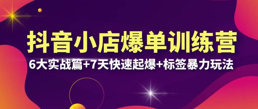 抖音小店爆单训练营VIP线下课：6大实战篇+7天快速起爆+标签暴力玩法(32节)-学途在线