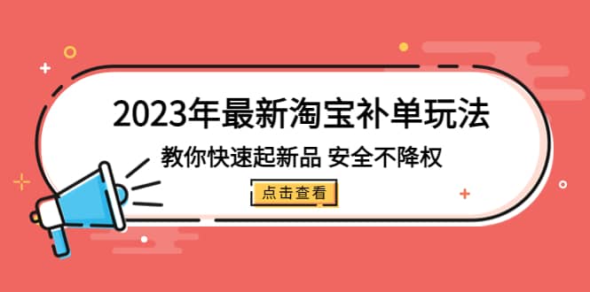 2023年最新淘宝补单玩法，教你快速起·新品，安全·不降权（18课时）-学途在线