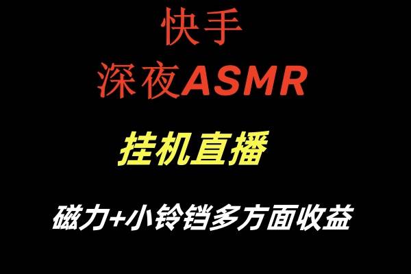 快手深夜ASMR挂机直播磁力+小铃铛多方面收益-学途在线