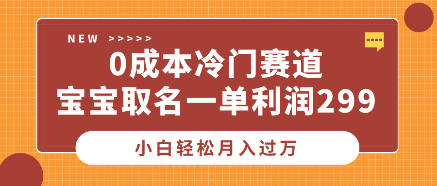 0成本冷门赛道，宝宝取名一单利润299，小白轻松月入过万-学途在线