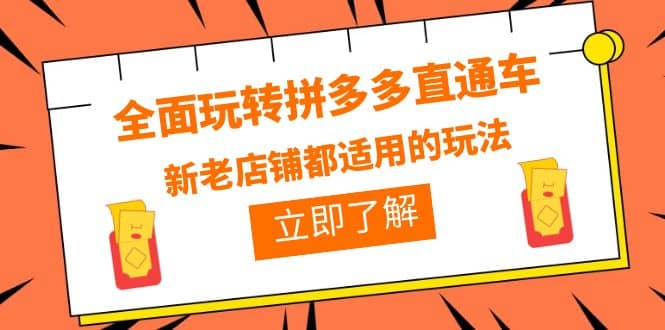 全面玩转拼多多直通车，新老店铺都适用的玩法（12节精华课）-学途在线
