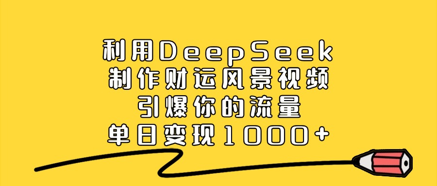 利用DeepSeek制作财运风景视频，引爆你的流量，单日变现1000+-学途在线