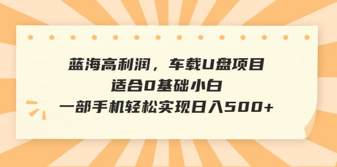 蓝海高利润，车载U盘项目，适合0基础小白，一部手机轻松实现日入500+-学途在线