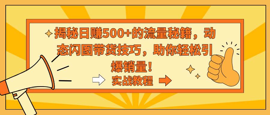 揭秘日赚500+的流量秘籍，动态闪图带货技巧，助你轻松引爆销量！-学途在线