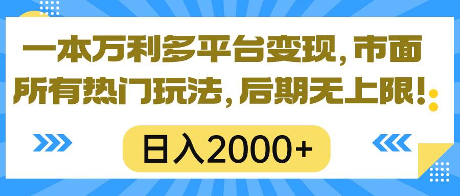 一本万利多平台变现，市面所有热门玩法，日入2000+，后期无上限！-学途在线