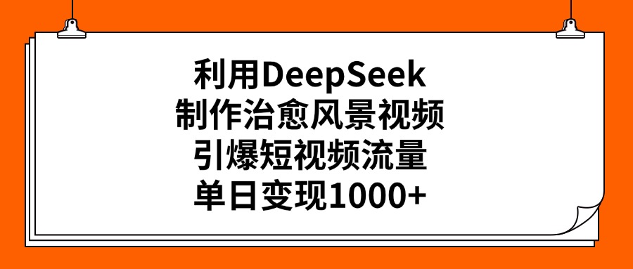 利用DeepSeek制作治愈风景视频，引爆短视频流量，单日变现1000+-学途在线
