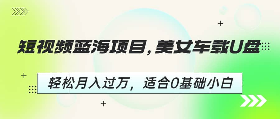 短视频蓝海项目，美女车载U盘，轻松月入过万，适合0基础小白-学途在线