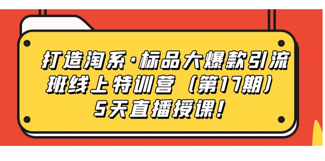 打造淘系·标品大爆款引流班线上特训营5天直播授课！-学途在线